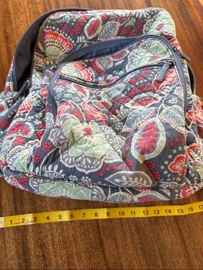 Vera Bradley Quilted Floral Backpack - Navy, Mint & Red